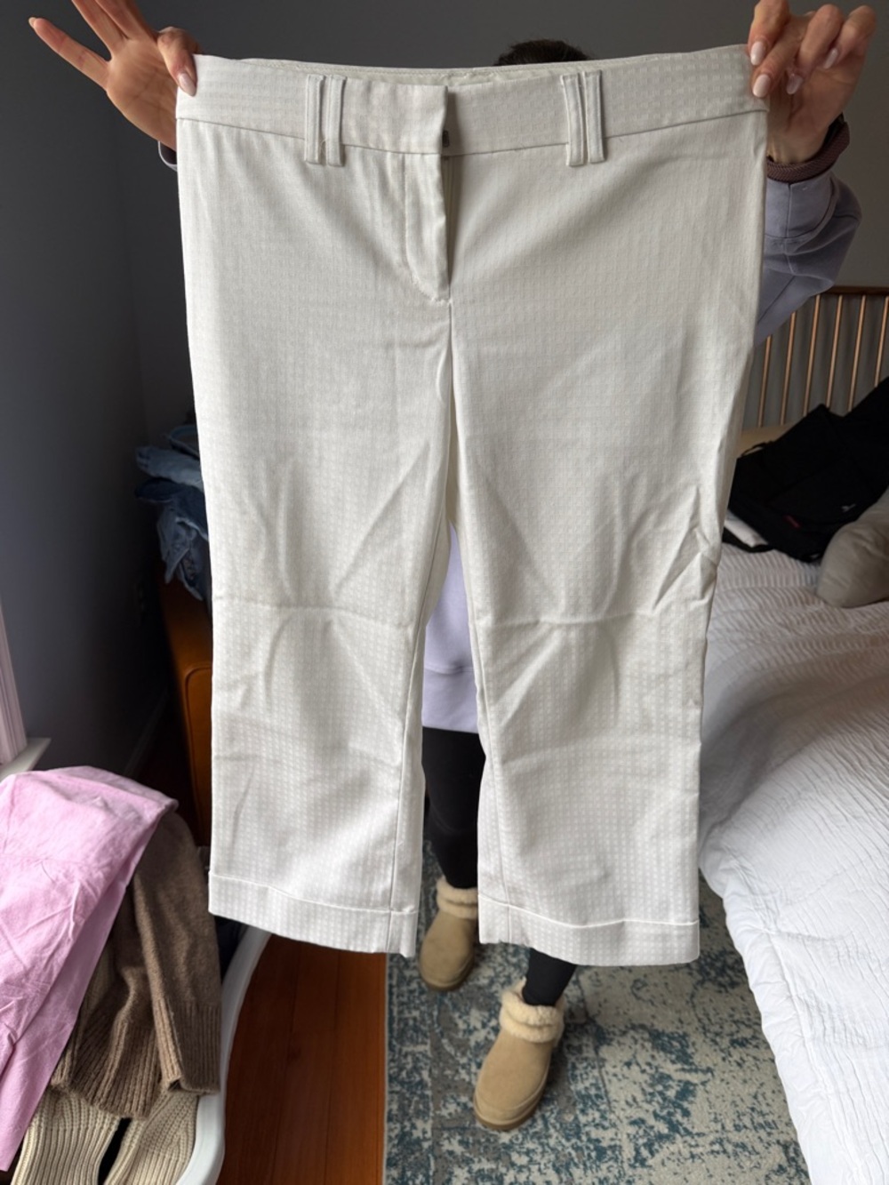 Women's White Cropped Dress pants